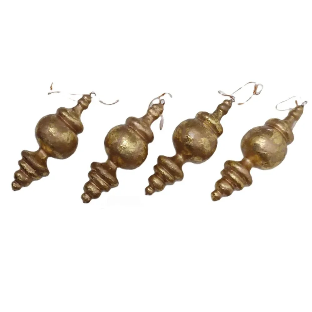 Holiday Gold Leaf Ornaments Handmade: 4 Gold Leaf Pendant Ornament